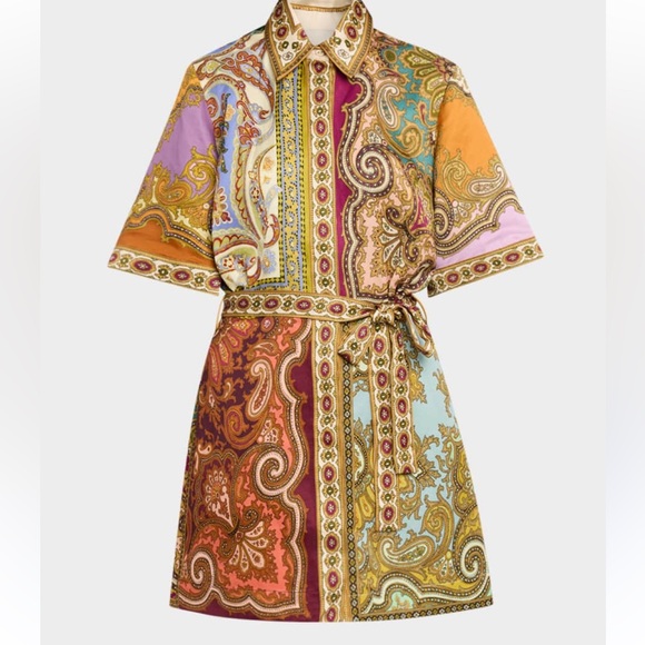 NWT✨ALEMAIS Clemenza Spliced Mini Shirtdress - Picture 5 of 8